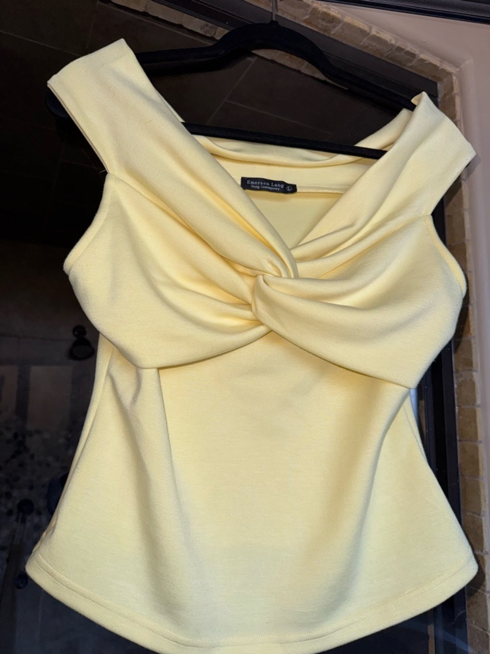 Emerson Lang Twisted Front Sleeveless Top - Pale Yellow